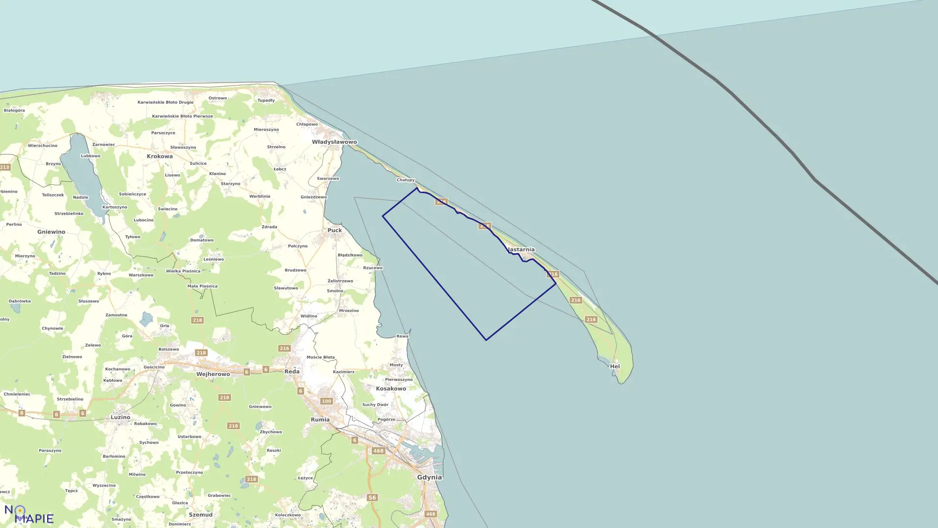 Mapa obrębu Jastarnia Zatoka w gminie Jastarnia